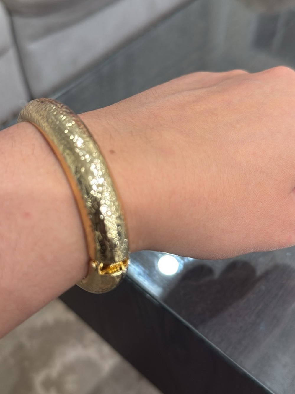 Gold Textured Bangle Bracelet by